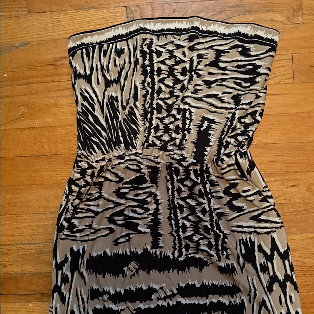 BCBGeneration Strapless Black and Tan Dress